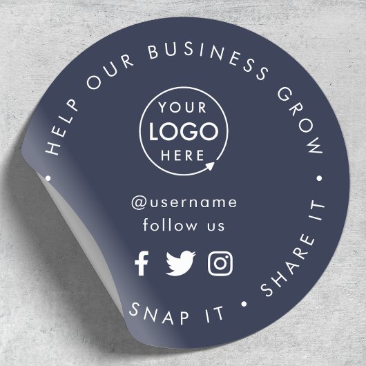 Liebe, die sie teilen | Navy Blue Logo Business Runder Aufkleber