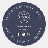 Liebe, die sie teilen | Navy Blue Logo Business Runder Aufkleber (Vorderseite)