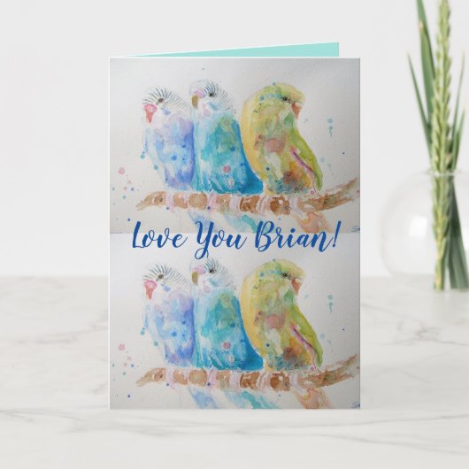 Liebe, die Sie von Ihrem Ehemann benennen Budgies Karte (Vorderseite)