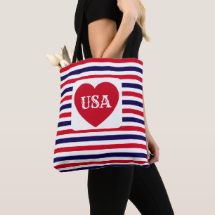 Liebe die USA Patriotisches Rot Weiß Blau Spaß Her Tasche