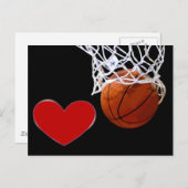Liebe Dieses Spiel Basketball Rotes Herz Postkarte (Vorne/Hinten)