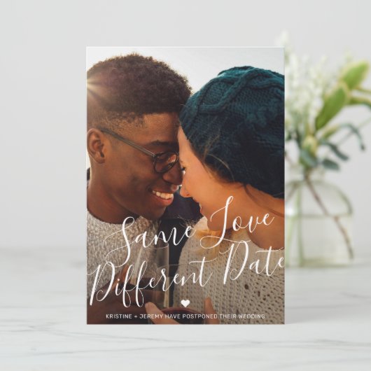 Liebe Different Date Script Foto Hochzeit Ankündigung (Stehend Vorderseite)