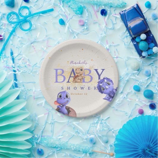 Liebe Dino Simple Funny Niedlich Dragon Baby Boy D Pappteller (Party)