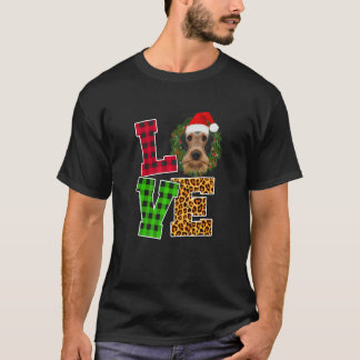 Liebe Dog Airedale Terrier Weihnachtsmannmütze Leo T-Shirt