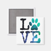 Liebe, Dog Paw Print Magnet (Vorderseite/Rückseite)