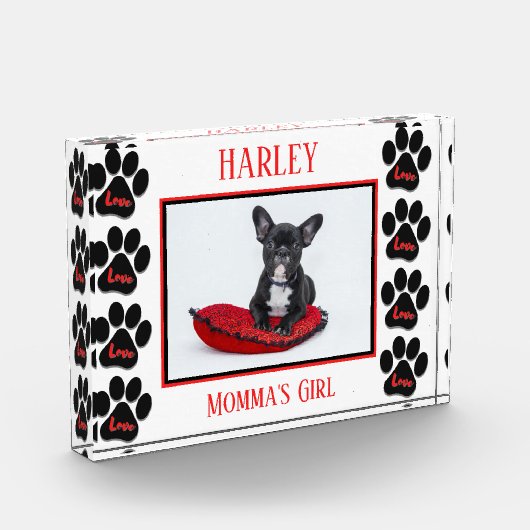 Liebe Dog Paws Horizontaler Blockblock Fotoblock (Links)