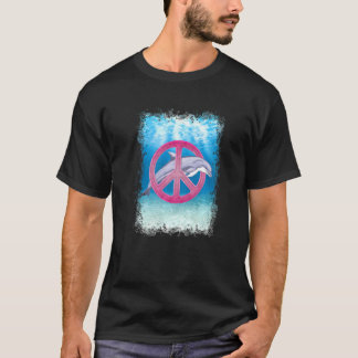Liebe Dolphins Friedenssymbol Ozeanleben T-Shirt