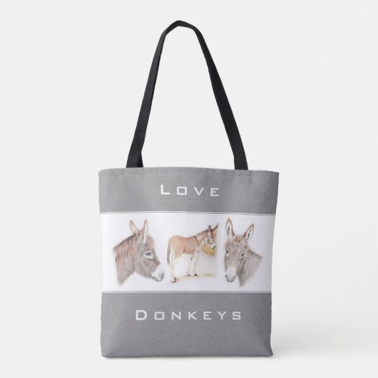 Liebe Donkeys Gray Tote Bag Tasche (Rückseite)