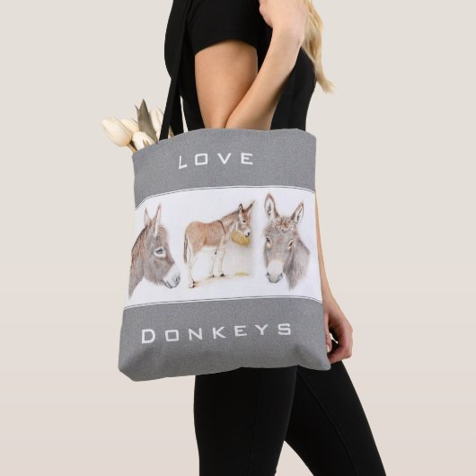 Liebe Donkeys Gray Tote Bag Tasche (Von Nahem)