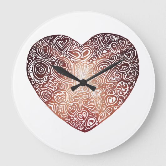 Liebe Doodle Abstrakte Kunst Große Wanduhr (Vorderseite)