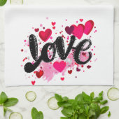 Liebe doodle Art valentine Geschirrtuch (Gefaltet)