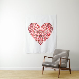 Liebe Doodle Heart Abstrakt Art, Nr. 02 Wandteppich