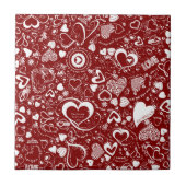 Liebe Doodle Red Keramik Tile Fliese (Vorderseite)