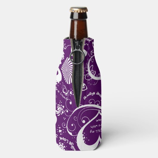 Liebe Doodles-Lila-Weiß-Flasche Cooler Flaschenkühler (Flasche Rückseite)