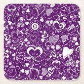 Liebe Doodles Lila-Wht-Disposable Untersetzer (Vorderseite)