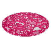 Liebe Doodles Pink-White Round Cutting Board Schneidebrett (Ecke)