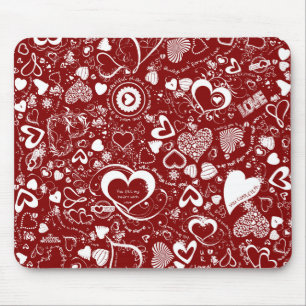 Liebe Doodles Red MOUSE PAD Mousepad