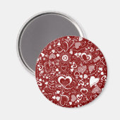 Liebe Doodles Red-White-Round-Magnet Magnet (Vorderseite/Rückseite)