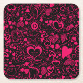 Liebe Doodles Rosa-Schwarz-Wegwerfende Untersetzer (Vorderseite)