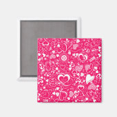Liebe Doodles Rosa-Weiß-Quadrat-Magnet Magnet (Vorderseite/Rückseite)