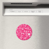 Liebe Doodles Rosa-Weiß-Rundmagnet Magnet (In Situ (Geschirrspüler))