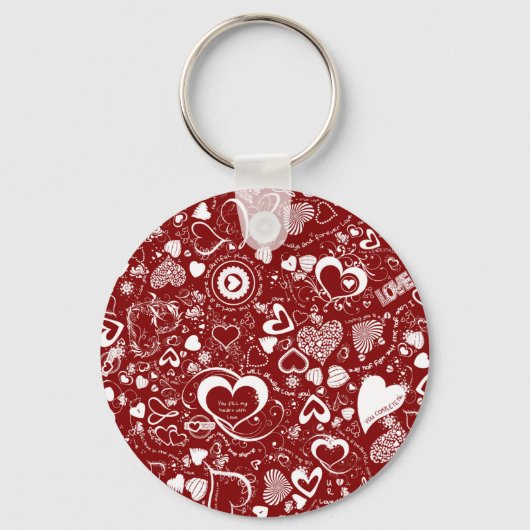Liebe Doodles Roter Schlüsselanhänger (Vorderseite)