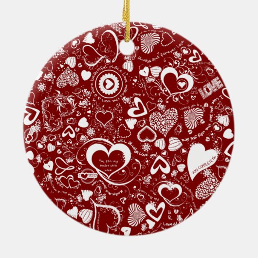 Liebe Doodles Rund Ornament (Hinten)