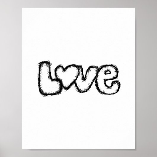 Liebe doododle Schwarz-weiße moderne einfache Gewo Poster (Vorne)