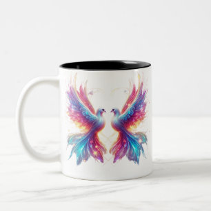 Liebe Dove Birds Zweifarbige Tasse