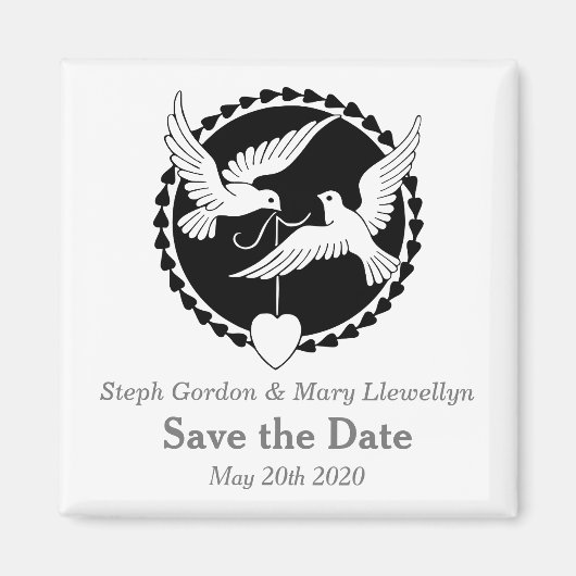 Liebe Doves Elegant Save the Date Hochzeitsmagnet Magnet (Vorne)