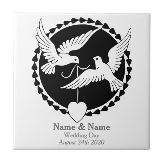 Liebe Doves Elegante Tile Gay Hochzeitsgeschenk Fliese (Vorderseite)