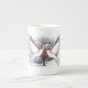 Liebe Doves Knochen China Tasse