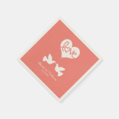 Liebe Doves - Korallenrosa Serviette (Ecke)