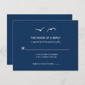 Liebe Doves Wedding RSVP Cards - Marine (Vorne/Hinten)