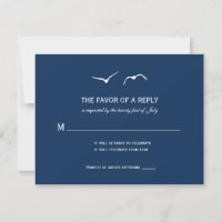Liebe Doves Wedding RSVP Cards - Marine