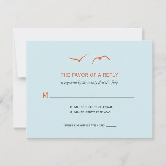 Liebe Doves Wedding RSVP Cards - Sky Blue (Vorderseite)
