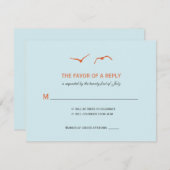 Liebe Doves Wedding RSVP Cards - Sky Blue (Vorne/Hinten)