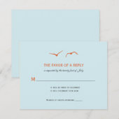 Liebe Doves Wedding RSVP Cards - Sky Blue Karte (Vorne/Hinten)