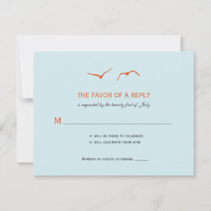Liebe Doves Wedding RSVP Cards - Sky Blue Karte