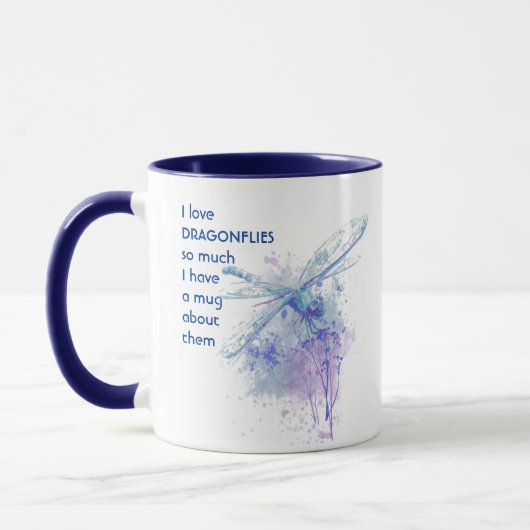 Liebe DRAGONFLIES so viel ich so viel Spaß Zitat Tasse (Links)