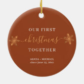Liebe Drehbuch Foto erste Weihnachten zusammen Keramik Ornament (Hinten)