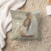 Liebe Drehbuch Modernes 2-Foto-Herz personalisiert Kissen (Decke)