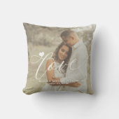 Liebe Drehbuch Modernes 2-Foto-Herz personalisiert Kissen (Vorderseite)