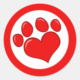 Liebe-Druck - Tiere verursachen rote weiße Liebe Runder Aufkleber