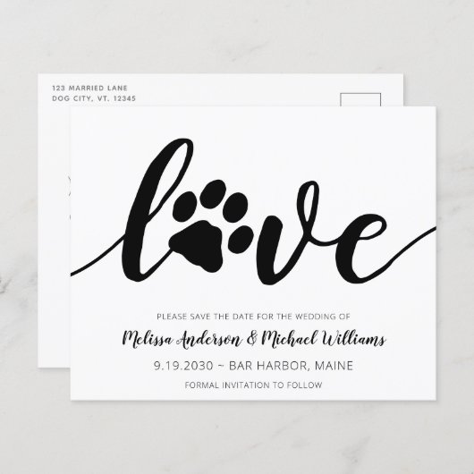 Liebe Druckaufdruck Hochzeit speichern Datum Postk (Vorne/Hinten)