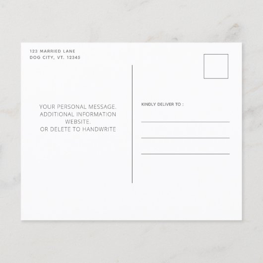 Liebe Druckaufdruck Hochzeit speichern Datum Postk (Rückseite)