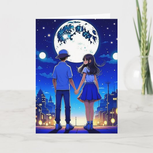 Liebe du Babe, Romantischer Anime-Paar Karte (Vorderseite)