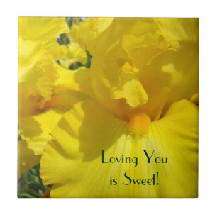 Liebe Du bist Sweet! Fliesen Kunst Gelbe Iris Blum