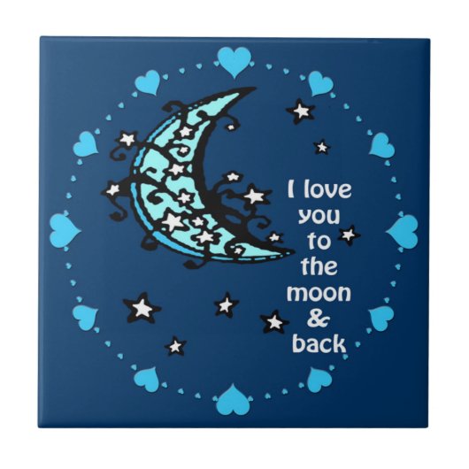 Liebe du blaues Mond Fliese (Vorderseite)