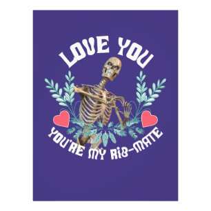 Liebe du, du bist mein Rib Mate Skelett Valentine Fotodruck